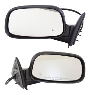 Power Mirror Pair/Set for 2001-2004 Dakota, Right (Passenger) and Left (Driver), Manual Folding, Heated, Textured, without Auto Dimming, Blind Spot Detection, Memory, Signal Light Replacement