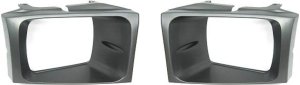 Headlight Door Pair/Set for Ford F-Series Super Duty 1999-2004, Right (Passenger) and Left (Driver), Painted Black and Silver, Sealed Beam Type Replacement Models: for F-250, F-350, F-450, F-550.