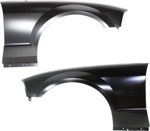 Front Fender Pair/Set for 2005-2009 Ford Mustang GT Model, Right (Passenger) and Left (Driver), Primed (Ready to Paint), with Wheel Opening Molding and Antenna Hole, Replacement