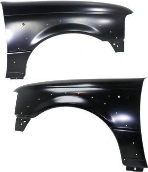 Front Fender Pair/Set for Ford Ranger 2006-2011, Right (Passenger) and Left (Driver), Primed (Ready to Paint), with Wheel Opening Molding Holes, Replacement