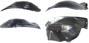 Front Fender Liner Pair/Set for Ford Mustang 2005-2009, Complete Pair/Set of 4, Left (Driver) and Right (Passenger), Front and Rear Section Replacement