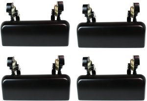 Front Exterior and Rear Door Handle Pair/Set for 1995-1997 Ford Explorer, Right (Passenger) and Left (Driver), Primered (Ready to Paint), w/o Keyhole, Metal, Replacement