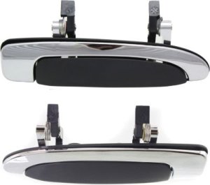 Rear Exterior Door Handle Pair/Set for 1992-2011 Ford Crown Victoria, Right (Passenger) and Left (Driver), Black and Chrome Frame Replacement
