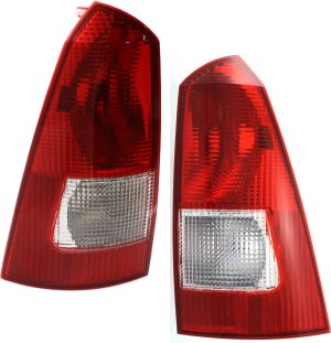 Tail Light Lens and Housing Pair/Set for Ford Focus Wagon 2000-2007, Right (Passenger) and Left (Driver) Side, Replacement