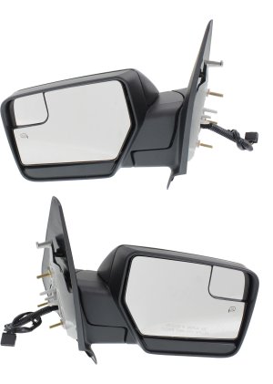 Mirror Pair/Set for Ford Expedition 2007-2017, Right (Passenger) and Left (Driver), Non-Towing, Power, Manual Folding, Heated, Blind Spot Detection, Textured, without Auto Dimming, Memory, Signal Light Replacement