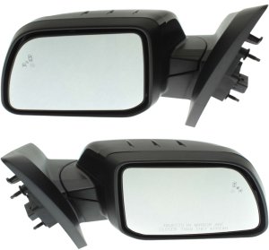 Mirror Pair/Set for Ford Edge 2011-2014 Right (Passenger) and Left (Driver), Power, Manual Folding, Heated, Paintable, with Blind Spot Detection in Glass, without Auto Dimming, Memory, and Signal Light Replacement