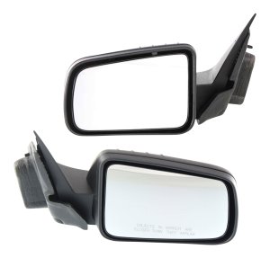 Mirror Pair/Set for 2008-2011 Ford Focus SE Model, Right (Passenger) and Left (Driver), Power-Operated, Non-Folding, Non-Heated, Paintable/Textured, Comes with 2 Caps, Replacement