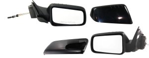 Manual Remote Mirror Pair/Set for Ford Focus 2008-2011 S Model Sedan, Right (Passenger) and Left (Driver), Non-Folding, Non-Heated, Paintable/Textured, with 2 Caps, Replacement