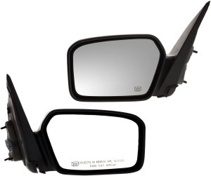 Mirror Pair/Set for Ford Fusion 2006-2012, Right (Passenger) and Left (Driver), Power, Non-Folding, Heated, Paintable/Textured, 2 Caps, without Puddle Light, Excludes Hybrid Model Replacement.