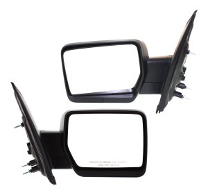 Mirror Pair/Set for Ford F-150 (2009-2010), Right (Passenger) and Left (Driver), Non-Towing, Power, Manual Folding, Non-Heated, Textured, Standard, w/o Auto Dimming, Blind Spot Detection, Memory, and Signal Light, Excludes SVT Raptor Model, Replacement