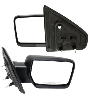 Mirror Pair/Set for Ford F-150 2009-2010, Right (Passenger) and Left (Driver), Non-Towing, Manual Adjust and Fold, Non-Heated, Textured, Without Auto Dimming, Blind Spot Detection, Memory, and Signal Light Replacement