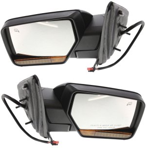 Mirror Pair/Set for 2007-2008 Ford Expedition/Lincoln Navigator, Right (Passenger) & Left (Driver), Power Folding, Heated, Paintable, with In-Housing Signal Light & Memory, without Auto Dimming & BSD, Replacement