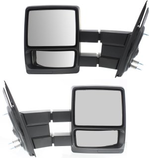 Towing Mirror Pair/Set for Ford F-150 2004-2014, Manual Adjust and Folding, Non-Heated, Textured, Without Auto-Dimming, BSD, Memory, Signal Light, Right (Passenger) and Left (Driver), Replacement