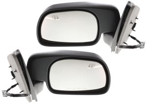 Mirror Pair/Set for Ford Excursion 2001-2005, Right (Passenger) and Left (Driver), Non-Towing, Power Operated, Manually Foldable, Heated, Textured, without Auto Dimming, Blind Spot Detection, Memory, and Signal Light Replacement