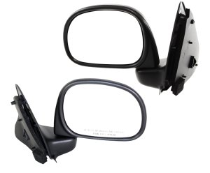 Manual Adjust Non-Towing Mirror Pair/Set for Ford F-150 2002-2003/ F-150 Heritage 2004, Right (Passenger) and Left (Driver), Non-Heated, Textured, Manual Folding, Without Auto Dimming, BSD, Memory, or Signal Light Replacement