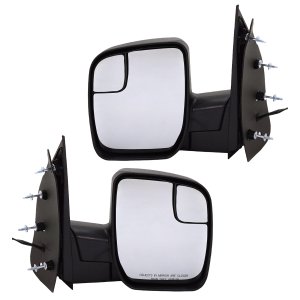 Mirror Pair/Set for Ford Econoline Van 2010-2014, Right (Passenger) & Left (Driver), Non-Towing, Power Adjustment, Manual Folding, Non-Heated, Textured, without Auto Dimming, Blind Spot Detection, Memory, and Signal Light Replacement