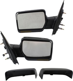 Mirror Pair/Set for 2007-2008 F-150: Right (Passenger) & Left (Driver) Non-Towing, Power, Manual Folding, Heated, Paintable w/ In-Housing Signal Light, w/o Auto Dimming, BSD, and Memory Replacement