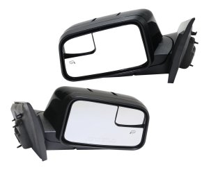 Power Mirror Pair/Set for Ford Edge 2009-2011, Right (Passenger) and Left (Driver), Manual Folding, Heated, Paintable, with Blind Spot Detection in Glass and Memory, without Auto Dimming and Signal Light Replacement