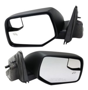 Mirror Pair/Set for Ford Escape/Mariner 2008-2012, Right (Passenger) and Left (Driver), Power Operated, Manual Folding, Heated, Paintable, with Blind Spot Glass, without Auto Dimming, Memory, and Signal Light Replacement