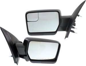 Power Mirror Pair/Set for Ford F-150 2011-2014, Right (Passenger) and Left (Driver), Manual Folding, Non-Heated, Without Memory, Signal and Puddle Light, Compatible with All Cab Types, Paintable Replacement