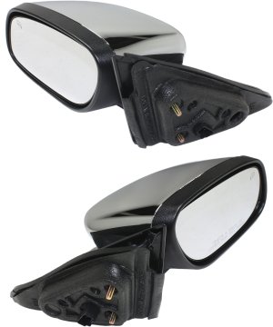 Mirror Pair/Set for Ford Taurus 2010-2011, Right (Passenger) and Left (Driver), Power, Manual Folding, Heated, Chrome, with Memory and Puddle Light, without Blind Spot Detection, Limited/SHO Models Replacement