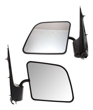 Mirror Pair/Set for Ford Econoline Van 1992-2007, Right (Passenger) and Left (Driver), Non-Towing, Manual Adjust and Folding, Non-Heated, Textured, Without Auto Dimming, BSD, Memory, Signal Light, Swing Lock Type, Flat Glass Replacement