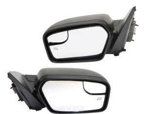 Power Mirror Pair/Set for 2011-2012 Ford Fusion, Right (Passenger) and Left (Driver), Non-Folding, Heated, Textured, with Blind Spot Glass, without Puddle Light, Excludes Hybrid Model Replacement