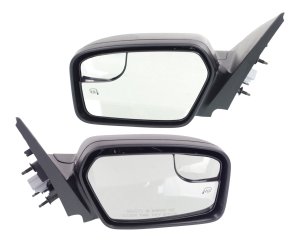Power Mirror Pair/Set for Ford Fusion 2011-2012, Right (Passenger) and Left (Driver), Non-Folding, Heated, Textured, with Blind Spot Glass and Puddle Light, Replacement