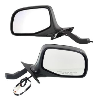Power Mirror Pair/Set for Ford F-Series 1992-1997, Right (Passenger) & Left (Driver), Non-Towing, Manual Folding, Non-Heated, Chrome, Paddle Style, w/o Light Model & Performance Package, Replacement Models: for F-150, F-250, F-350, F-Super Duty.