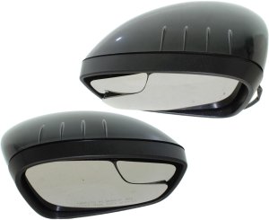 Mirror Pair/Set for Ford Fiesta 2011-2019, Right (Passenger) and Left (Driver), Power Operated, Manual Folding, Non-Heated, Paintable, with Blind Spot Glass, without Signal Light, Excludes ST Model, Replacement