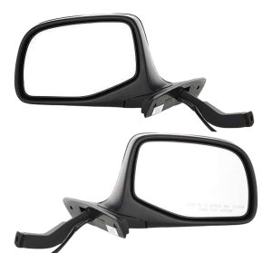 Power Mirror Pair/Set for Ford F-Series 1992-1997, Right (Passenger) and Left (Driver), Non-Towing, Manual Folding, Non-Heated, Paintable, Paddle Style Replacement. Models: for F-150, F-250, F-350.
