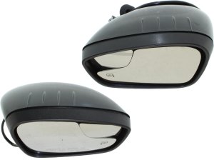 Power Mirror Pair/Set for 2011-2013 Ford Fiesta, Right (Passenger) and Left (Driver), Manual Folding, Heated, Paintable, with Blind Spot Glass, without Signal Light, for Hatchback/Sedan, Replacement