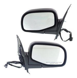 Mirror Pair/Set for Ford Explorer 1995-2001/Explorer Sport 2001-2003, Right (Passenger) and Left (Driver), Power, Manual Folding, Non-Heated, Textured, 5-Wires, without Auto Dimming, BSD, Memory, and Signal Light Replacement