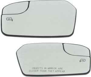 Mirror Glass Pair/Set for 2011-2012 Ford Fusion, Right (Passenger) and Left (Driver), Heated, With Backing Plate, Without Blind Spot Information System, Replacement