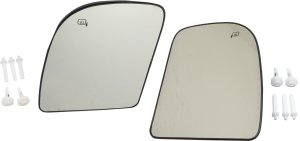 Mirror Glass Upper Towing Pair/Set for Ford F-250/350 Super Duty 2002-2007 and E-350/450 Super Duty 2008-2017, Right (Passenger) and Left (Driver), Heated, with Backing Plate, Replacement
