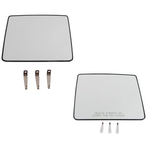 Mirror Glass Pair/Set for Ford F-150 2007-2012, Upper Towing Mirrors, Non-Heated Right (Passenger), Heated Left (Driver), without Signal Light, Replacement