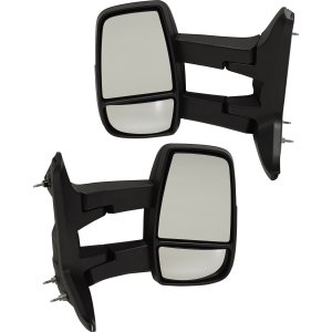 Towing Mirror Pair/Set for Ford Transit Van 2015-2019, Right (Passenger) and Left (Driver), Manual Adjust and Fold, Non-Heated, Textured, with Long Arm, Low Roof, Replacement