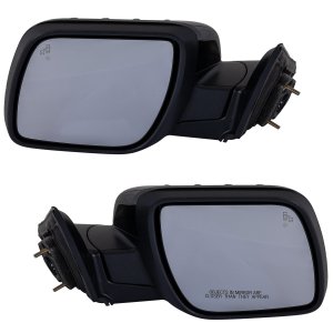 Mirror Pair/Set for 2016-2019 Ford Explorer, Right (Passenger) & Left (Driver), Power Folding, Heated, Paintable, with Blind Spot Detection in Glass, In-housing Signal Light, Memory, without Auto Dimming Replacement