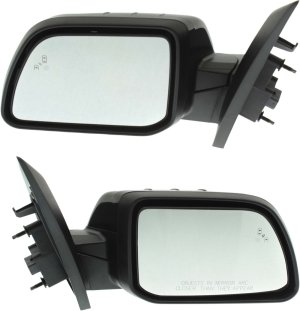 Pair/Set - Replacement Mirrors for FORD EDGE 2011-2014, Right (Passenger) and Left (Driver), Power-adjusted, Manual Folding, Heated, Paintable, with Blind Spot Detection in Glass and Memory, without Auto Dimming and Signal Light