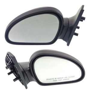 Manual Adjust Mirror Pair/Set for 1997-2002 Ford Escort & 1997-1999 Mercury Tracer, Right (Passenger) and Left (Driver), Non-Folding, Non-Heated, Textured Finish, Sedan/Wagon Replacement