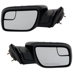 Pair/Set - Power Mirror Pair/Set for Ford Explorer 2011-2015, Right (Passenger) and Left (Driver), Manual Folding, Non-Heated, Paintable, with Blind Spot Glass, without Auto Dimming, Memory, Puddle Light and Signal Light, Replacement
