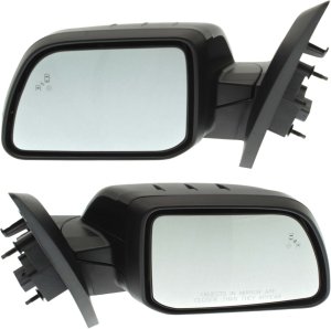 Power Mirror Pair/Set for Ford Edge 2011-2014, Lincoln MKX 2011-2015, Right (Passenger) and Left (Driver), Manual Folding, Heated, Paintable, with Blind Spot Detection in Glass, In-housing Signal Light, and Memory, without Auto Dimming Replacement