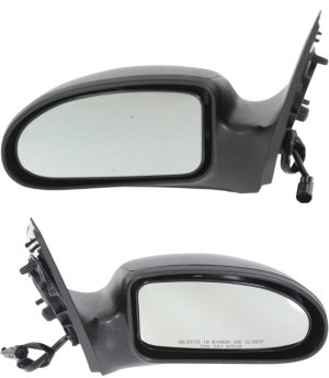 Power Mirror Pair/Set for 2000-2007 Ford Focus, Right (Passenger) and Left (Driver), Non-Folding, Non-Heated, Textured Replacement