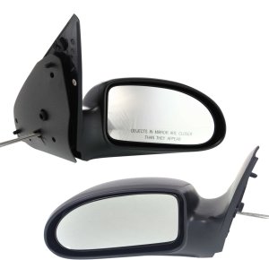 Manual Remote Mirror Pair/Set for Ford Focus 2000-2002, Right (Passenger) and Left (Driver), Non-Folding, Non-Heated, Textured, up to 11-28-2001 Replacement