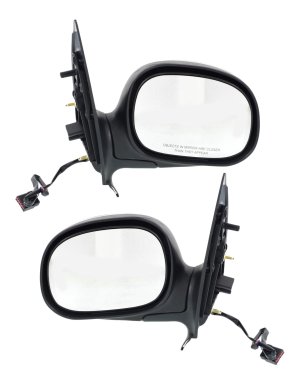 Mirror Pair/Set for F-150 2001, Expedition 1998-2002, Right (Passenger) and Left (Driver), Non-Towing, Power Operated, Manual Folding, Non-Heated, Chrome, Contour Style, without Auto Dimming, Blind Spot Detection, Memory, or Signal Light Replacement