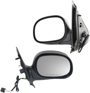 Mirror Pair/Set for Ford Expedition 1998-2002, Right (Passenger) and Left (Driver), Non-Towing, Power Control, Manual Folding, Non-Heated, Paintable, Contour Style, w/o Auto Dimming, Blind Spot Detection, Memory, Signal Light Replacement