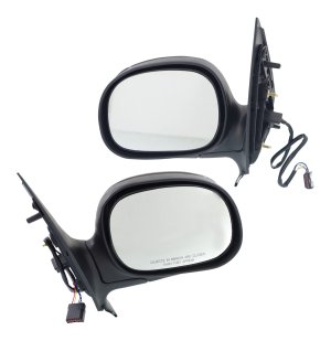 Mirror Pair/Set for Ford Expedition 1997-2002, Right (Passenger) and Left (Driver), Non-Towing, Power Adjustable, Manual Folding, Heated, Paintable, without Signal Light Replacement