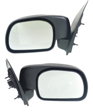 Mirror Pair/Set for Ford F-Series Super Duty 1999-2010, Right (Passenger) and Left (Driver), Manual Adjustment, Manual Folding, Non-Towing, Non-Heated, Textured, Paddle Style Replacement