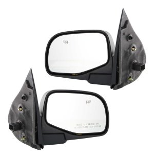 Mirror Pair/Set for Ford Explorer 2002-2005, Right (Passenger) and Left (Driver), Power Adjustment, Manual Folding, Heated, Textured, with Puddle Light, Replacement