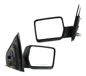 Power Heated Mirror Pair/Set for Ford F-150 2004-2008, Right (Passenger) and Left (Driver), Non-Towing, Manual Folding, Textured, without Auto Dimming, BSD, Memory, and Signal Light, New Body Style Replacement